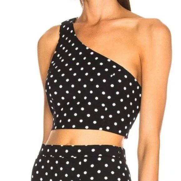 cinq a sept Tops - Cinq A Sept Maayan Polka Dot One Shoulder Top